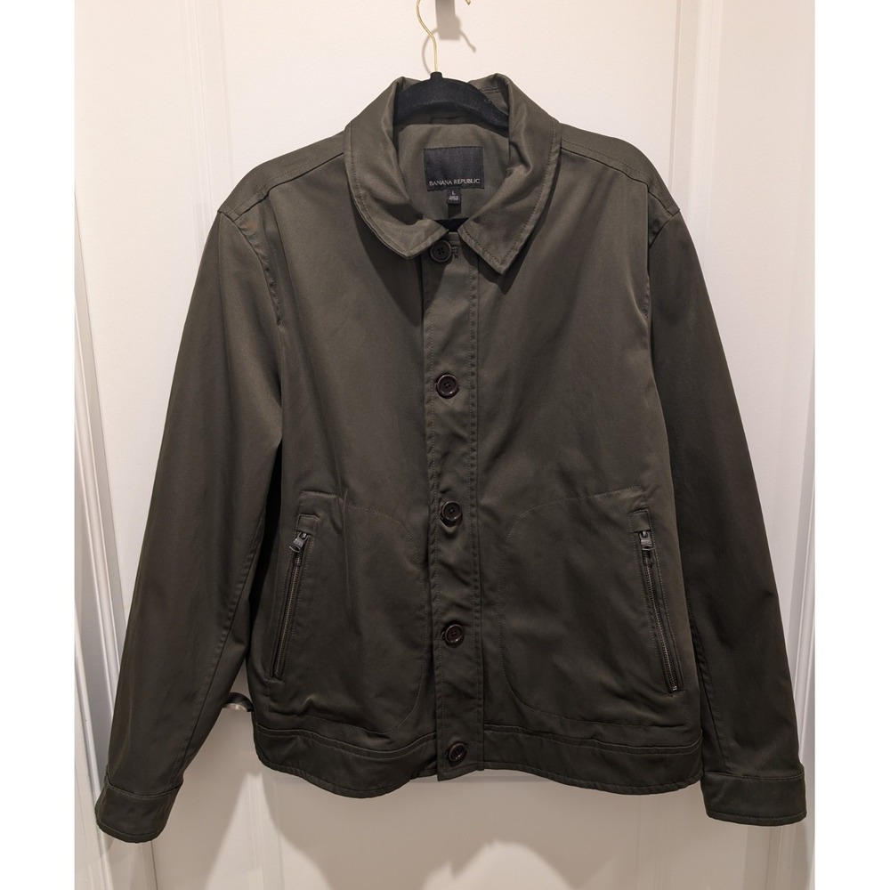 Banana Republic BR+ Cabot Short Zip Water Resistant Jacket Olive Men's Large
